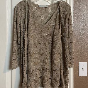 “Kaliko” beaded gold tank and sweater set